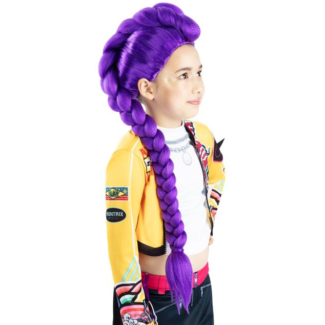 Perruque enfant fille KPOP Rumi longue tresse violette L89cm