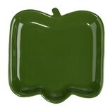 Assiette de pr&eacute;sentation porcelaine forme poivron vert 15x15cm