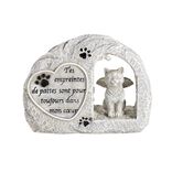 Plaque funéraire solaire LED avec chat polyrésine gris 15x5xH11,5cm