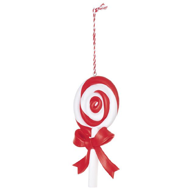 Suspension Bonbon lolipop blanc rouge H11 cm