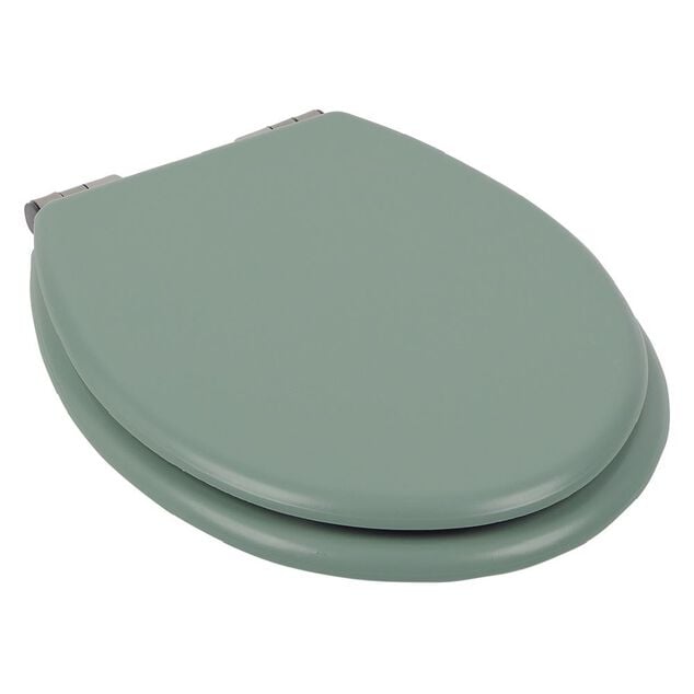 Abattant WC bois vert avec frein de chute déclipsable réglable