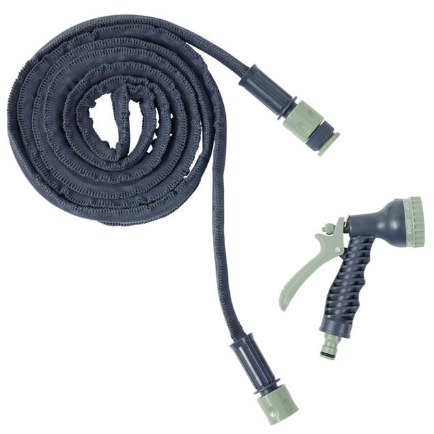 Tuyau d'arrosage extensible avec pistolet vert 2,5&agrave;7,5M
