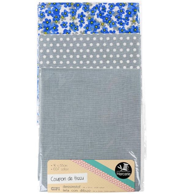 Coupon de tissu 46x55 cm en coton gris