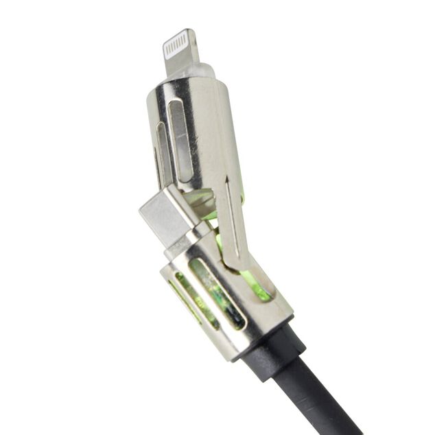 Câble lumineux lightning USB USBC 4en1 RGB 1,2m (4 modèles)