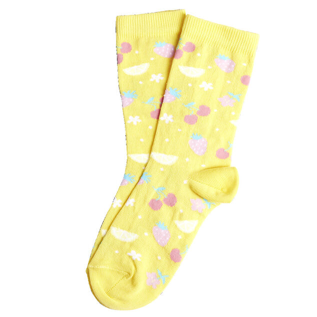 Chaussettes fille jaunes motifs fruits T26/35