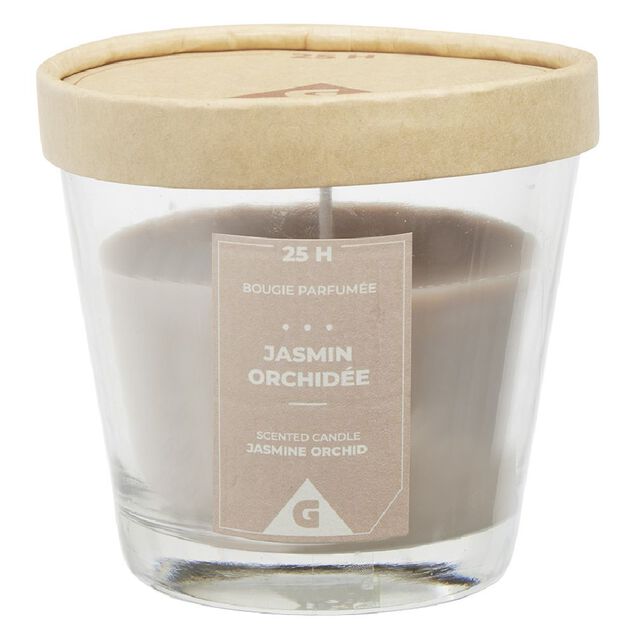 Bougie parfum&eacute;e dans verre senteur jasmin orchid&eacute;e &Oslash;9xH8,3cm 25H