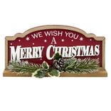 Décoration de Noël à poser bois rouge et vert 30x5xH14cm