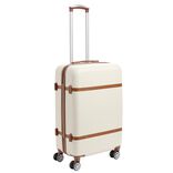Valise rigide 61L trolley 4 roulettes plastique ABS beige 42x26xH67cm
