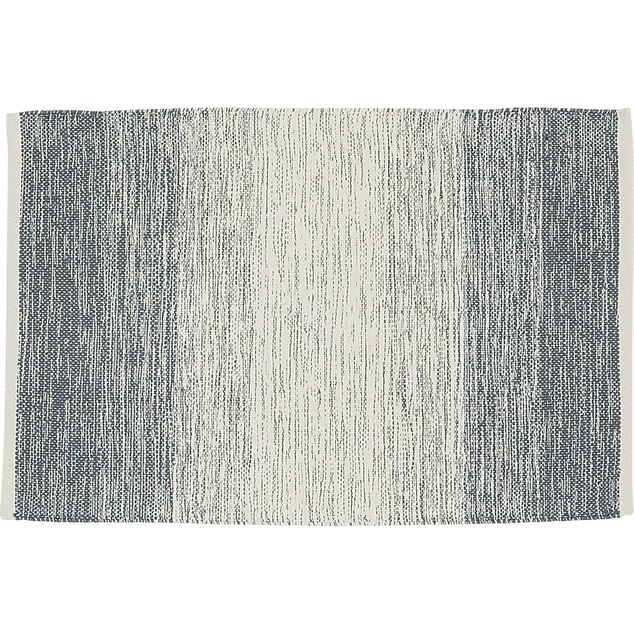 Tapis rectangulaire d&eacute;grad&eacute; rayure blanche et bleue