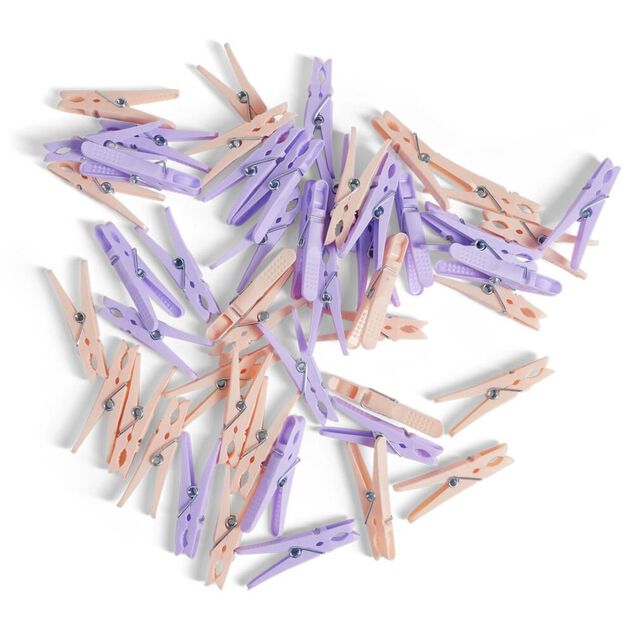 Panier avec 50 pinces à linge bleu - Ø20xH.17cm