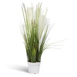 Plante artificielle touffue verte et blanche pot blanc herbes oignon