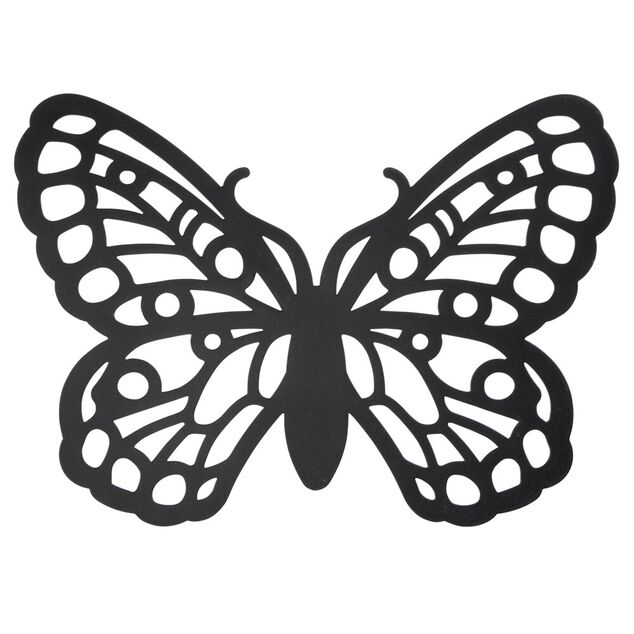 D&eacute;coration ext&eacute;rieure &agrave; suspendre papillon ajour&eacute; m&eacute;tal noir L18xH25cm