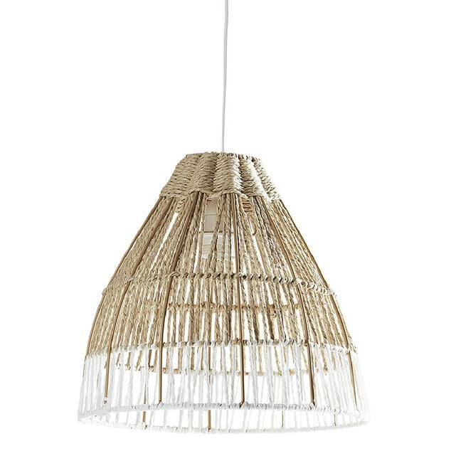 Suspension avec abat jour en cordage imitation jute blanc naturel