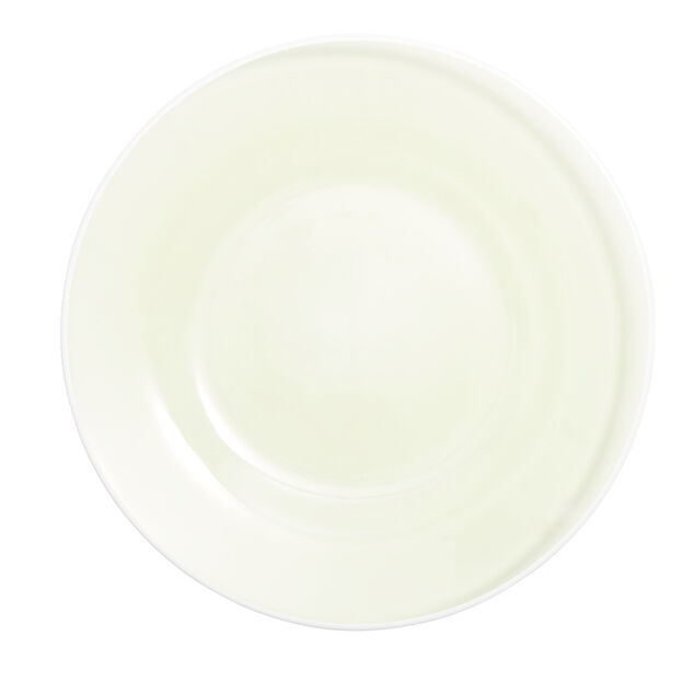 Assiette plate ronde liser&eacute; blanc verre transparent vert sauge &Oslash;26cm
