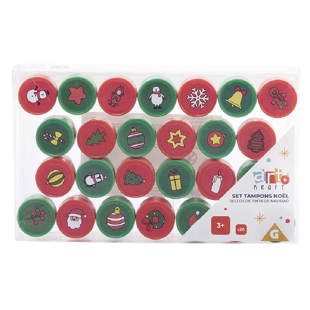 Tampon encreur thème Noël Rouge et Vert x26