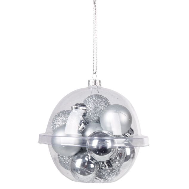 Petite boule de Noël polystyrène gris argenté Ø3cm x12