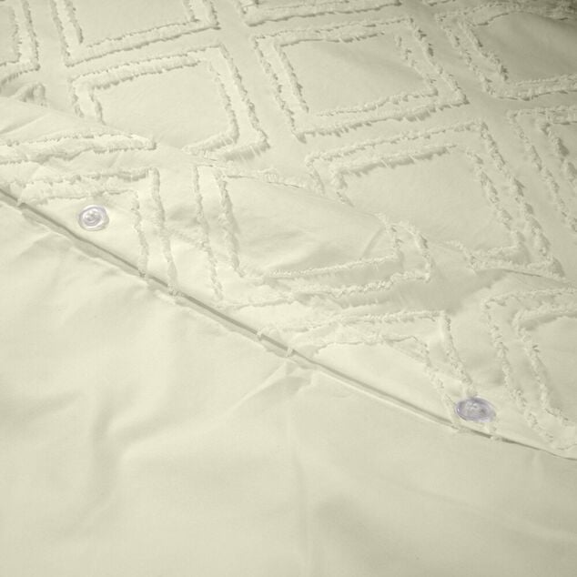 Parure de lit 2 personnes 240x220cm uni tuft&eacute; (2 mod&egrave;les beige ou blanc)