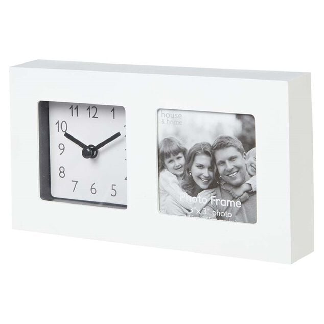 Horloge avec cadre photo &agrave; poser 10.5x19.5cm (2 mod&egrave;les)