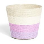 Cache pot en corde d&eacute;grad&eacute; beige violet &Oslash;15,5xH13cm