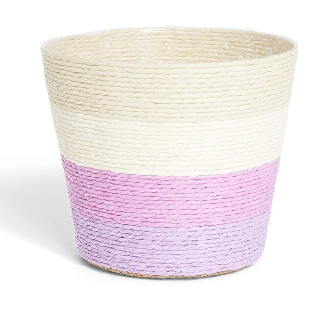 Cache pot en corde d&eacute;grad&eacute; beige violet &Oslash;15,5xH13cm