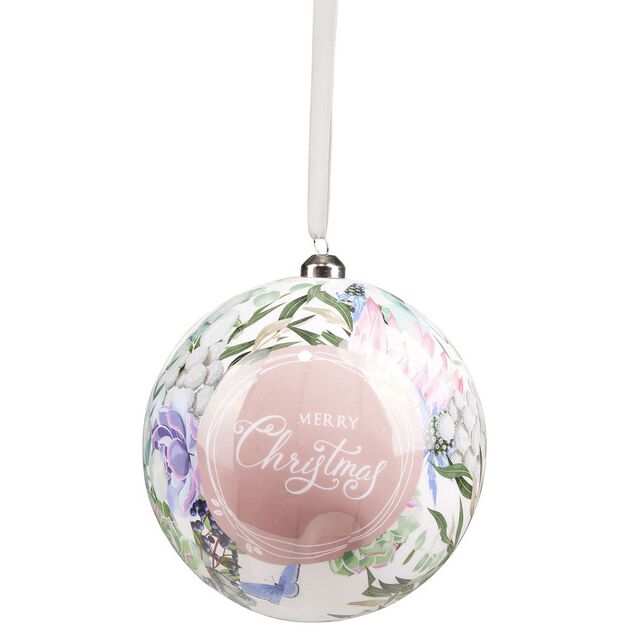 Boule de No&euml;l XL design floral &Oslash;12cm