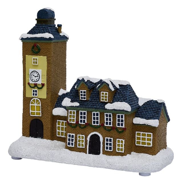 Maison lumineuse de No&euml;l nordique bleu H15,3cm