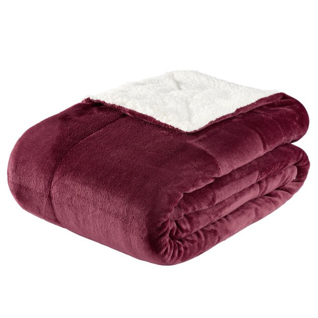 Plaid pilou XL uni L200X180 cm (4 mod&egrave;les blanc/gris/rouge/beige)