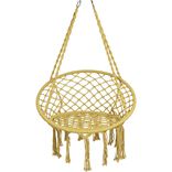 Si&egrave;ge suspendu rond Natura macram&eacute; ocre 80x60xH125cm