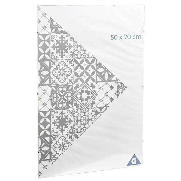 Cadre sous verre contour argenté 50 x 70 cm