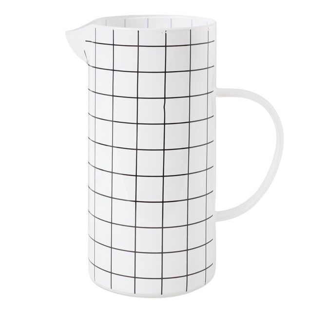 Carafe en verre 1,3L blanc quadrillage noir &Oslash;10xH21cm