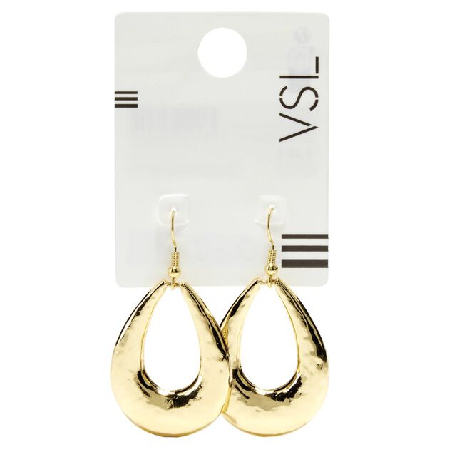 Boucles d'oreilles crochets forme goutte large ajour&eacute;e martel&eacute;e zinc argent&eacute;