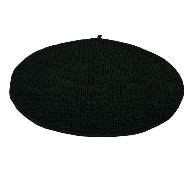 Tapis de bain chenille rond &Oslash;70cm polyester noir
