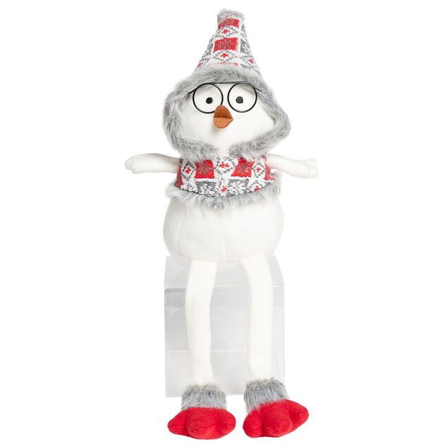 Oiseau assis d&eacute;co No&euml;l avec pattes pendantes H54cm