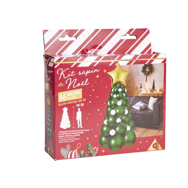 Kit sapin de No&euml;l 66 ballons H195cm