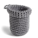 Pani&egrave;re ronde boucle effet tress&eacute; gris 13x11xH11cm