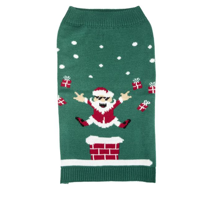 Pull de No&euml;l pour chien acrylique &agrave; motifs L36X20X1 cm TS (2 mod&egrave;les rouge ou vert)