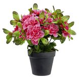 Pot d'azal&eacute;e artificielle rose 14 t&ecirc;tes &Oslash;35xH30cm