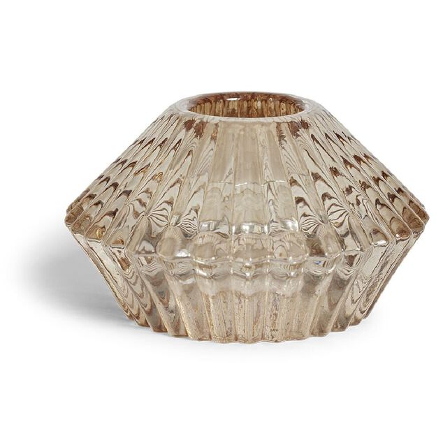 Bougeoir forme coquillage en verre rose