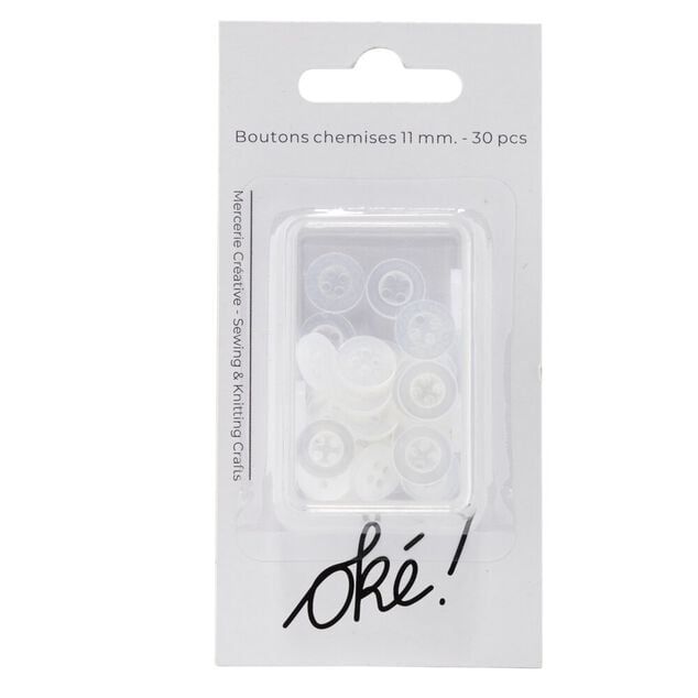 Bouton de chemise x30 plastique &Oslash;11mm