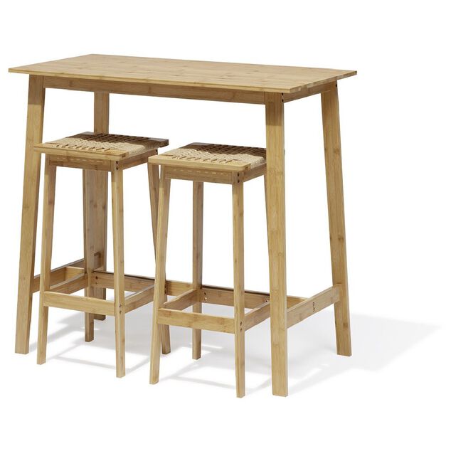 Table de bar et tabourets Ba&iuml;a bambou naturel