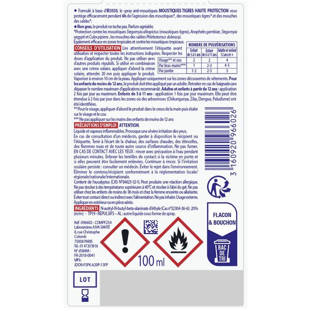 Spray anti-moustiques haute protection Marie Rose 6H de protection 100ml