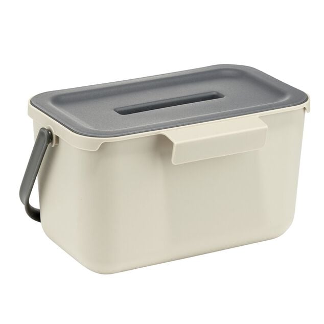 Poubelle compost de porte 4L plastique gris et beige 25,5x16,5xH14cm
