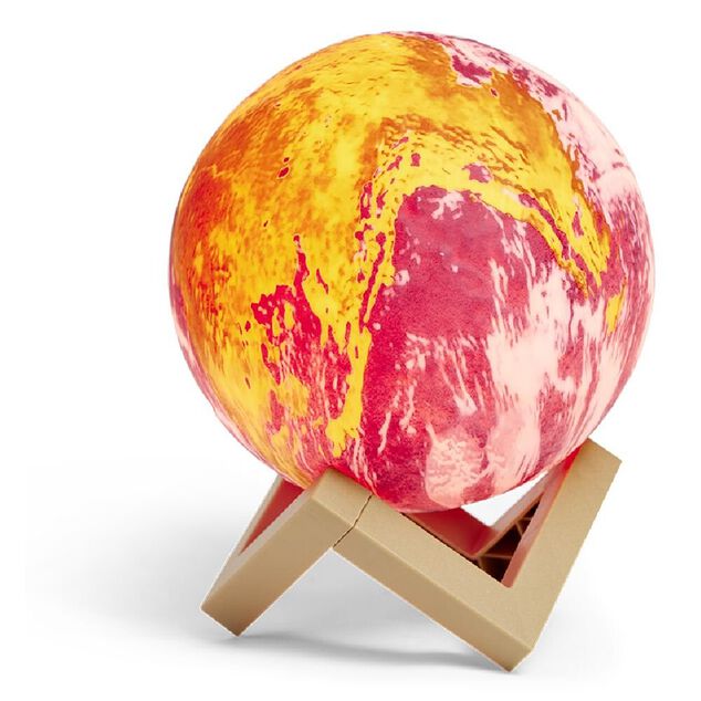 Lampe mappemonde socle bois et télécommande Ø15cm