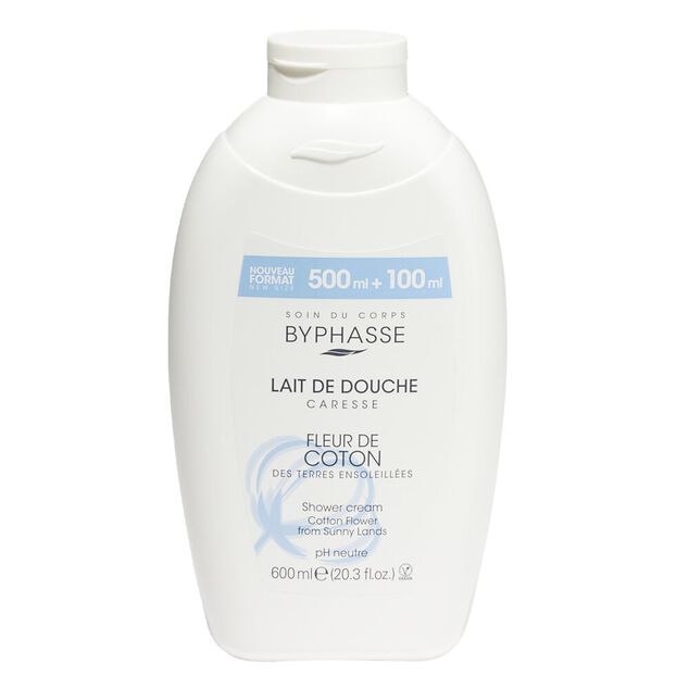 Lait de douche Byphasse caresse fleur de coton pH neutre 600ml
