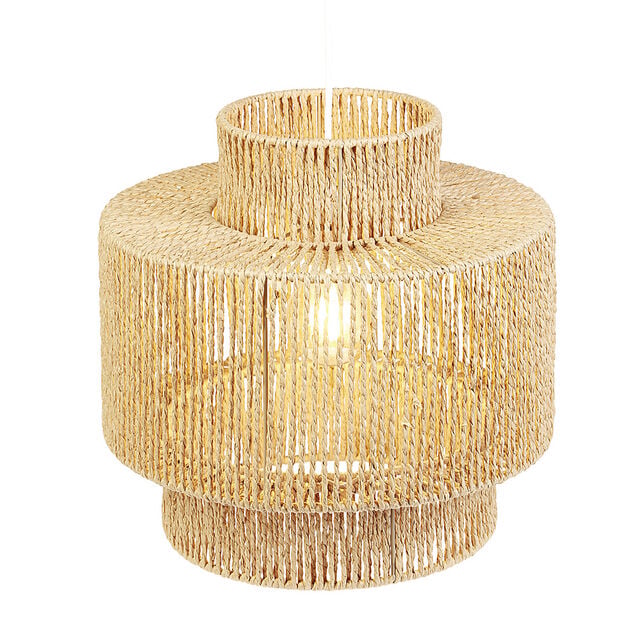 Suspension ronde &agrave; 3 niveaux en cordage imitation jute naturel