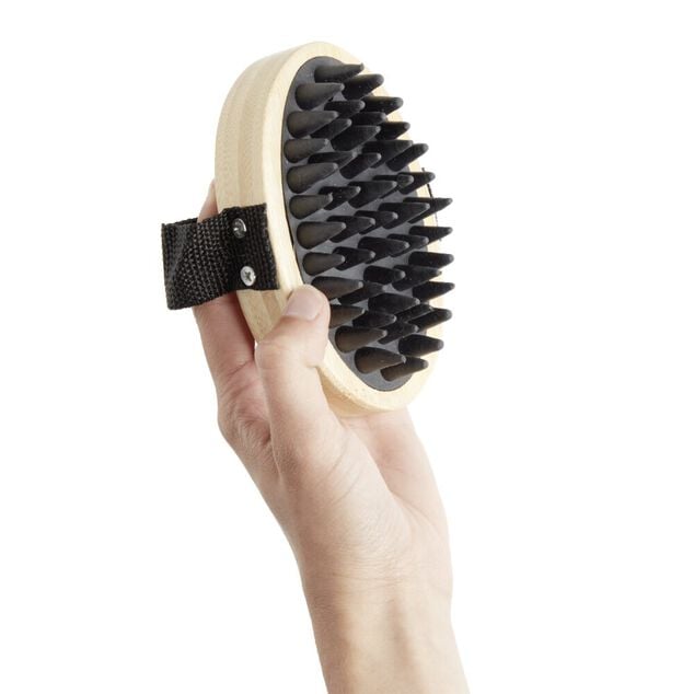 Brosse animal ovale caoutchouc et bambou