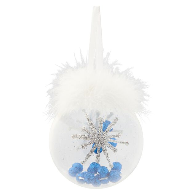 Boule de No&euml;l transparente avec plumes