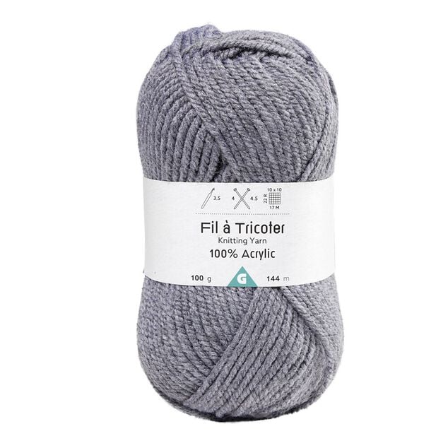 Pelote de fil &agrave; tricoter acrylique gris anthracite 100Gr