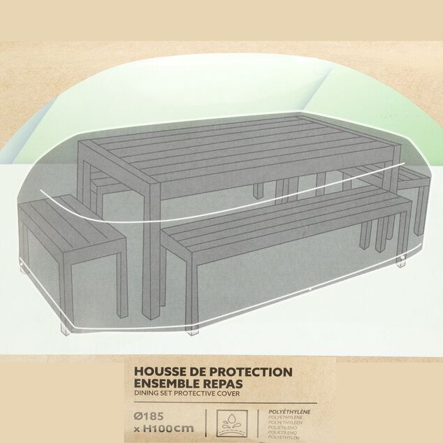 Housse de protection salon de jardin noir &Oslash;185xH100cm
