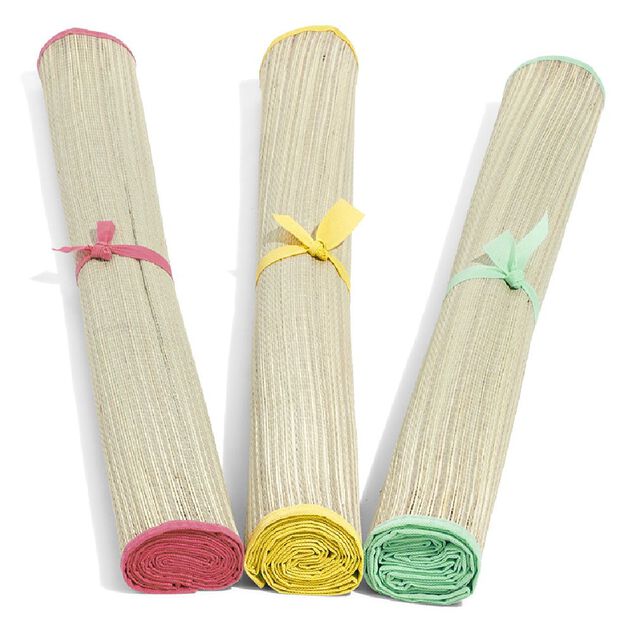Natte de plage en paille 180x90cm - 3 coloris